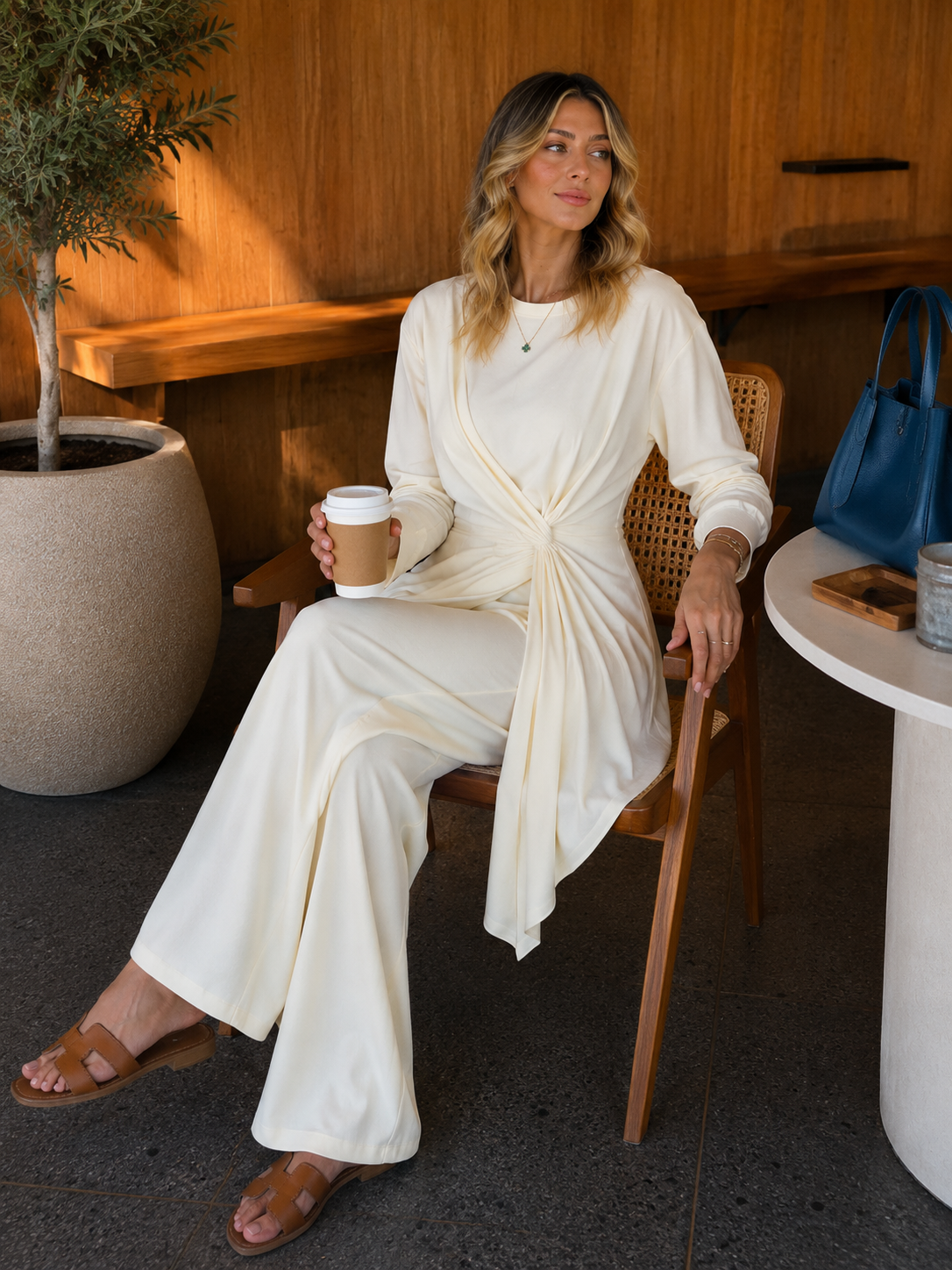 Women's White Summer Smart-Casual Set - AUREVIA women's fashion