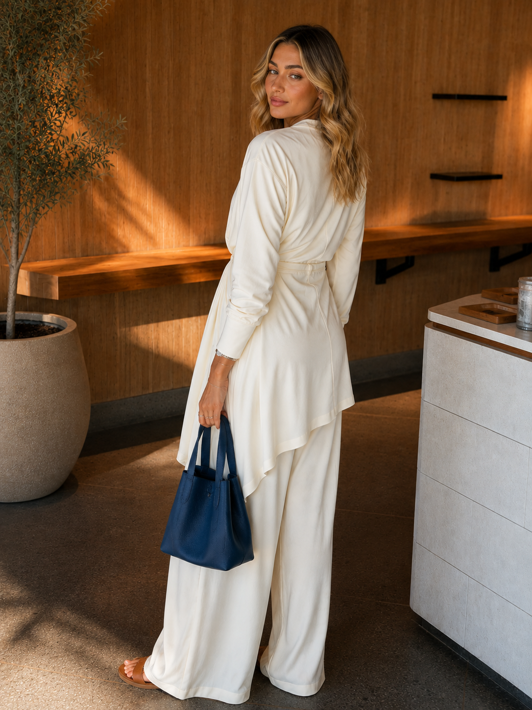 Women's White Summer Smart-Casual Set - AUREVIA women's fashion