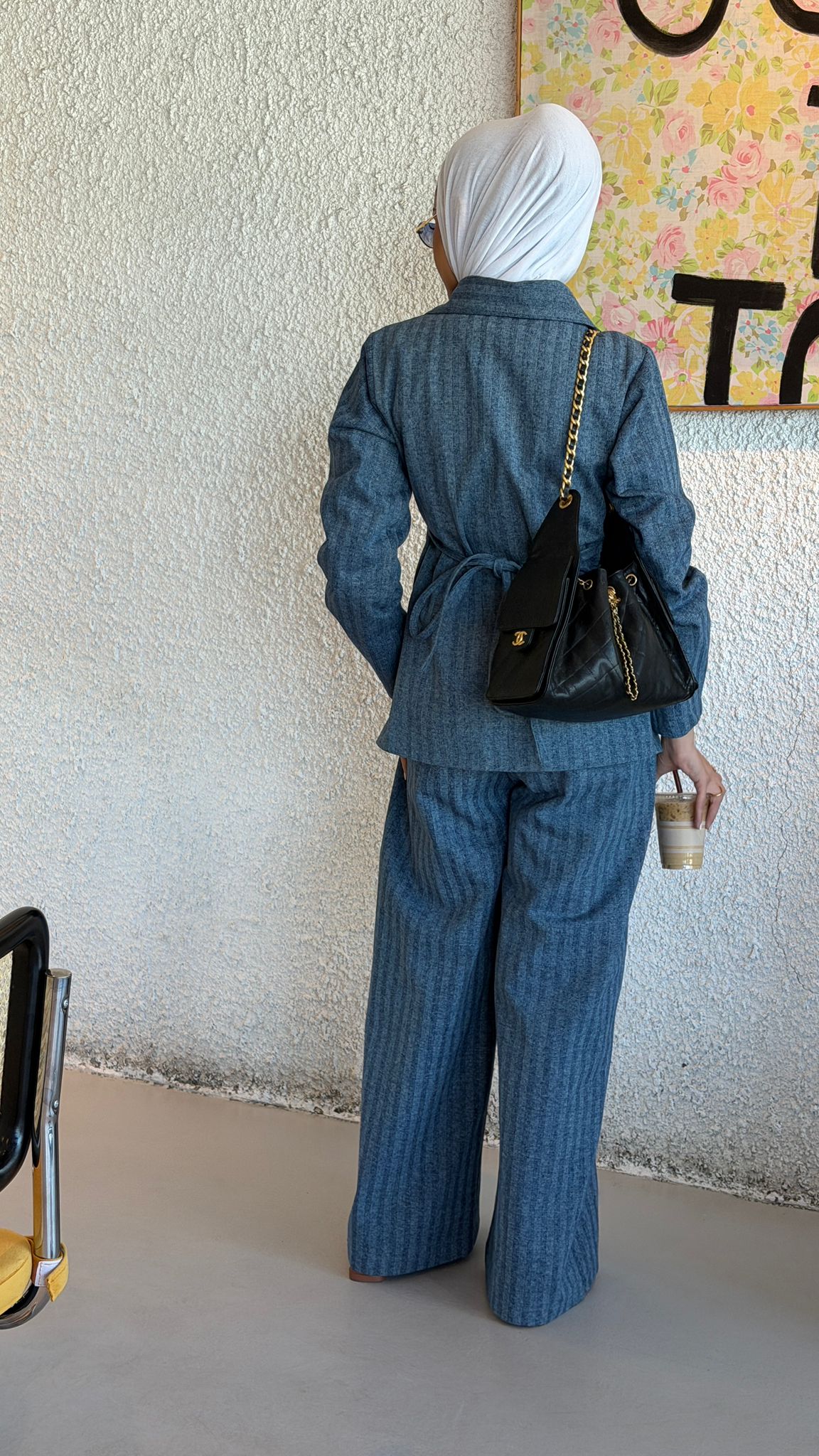 Striped Blue Denim Set